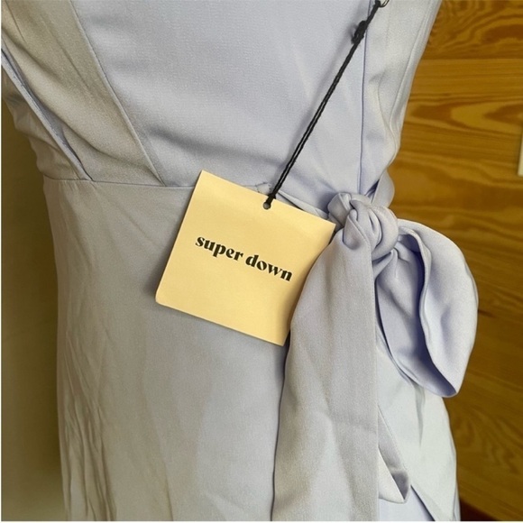 Superdown Kaia Light Blue Wrap Mini Dress Extra Small NWT - Picture 8 of 12